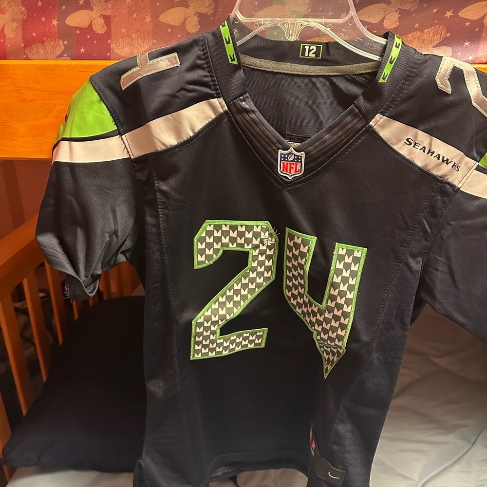 Nike Kids Black and Green Seahawks Jersey